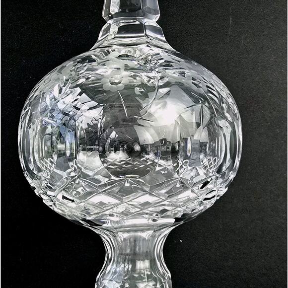 10" Etched Cut Crystal Christmas Tree Topper Vintage Rogaska Gallia - Picture 4 of 7